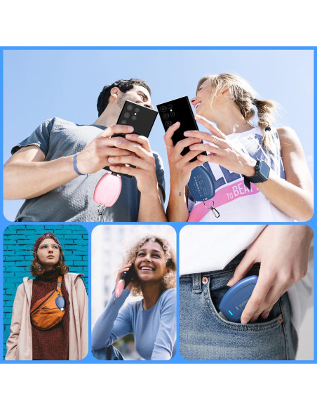 Cargador Portátil USB-C en Llavero 1600mAh Rosa y Azul