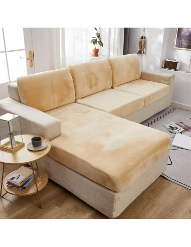 Funda de Almohada Cuadrada EURHOWING Terciopelo Beige 45x45cm