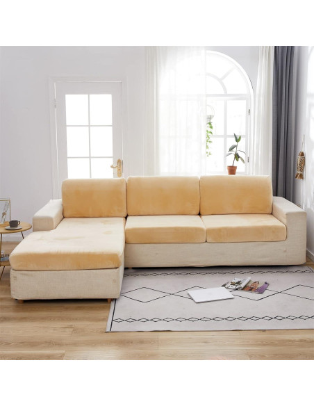 Funda de Almohada Cuadrada EURHOWING Terciopelo Beige 45x45cm