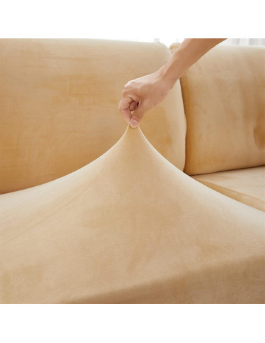 Funda de Almohada Cuadrada EURHOWING Terciopelo Beige 45x45cm