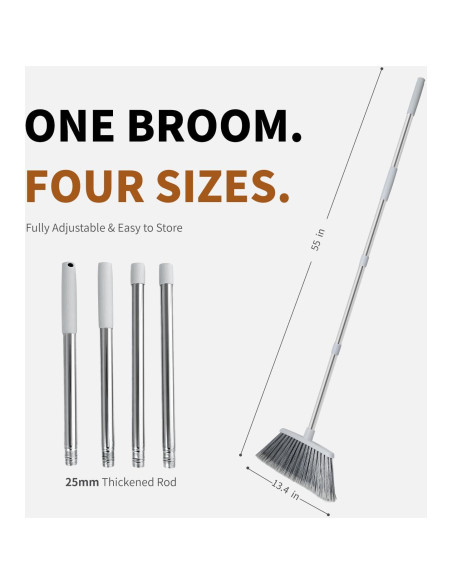 Escoba Ajustable QCFOLY 139.7 cm para Interiores y Exteriores