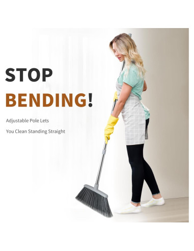 Escoba Ajustable QCFOLY 139.7 cm para Interiores y Exteriores