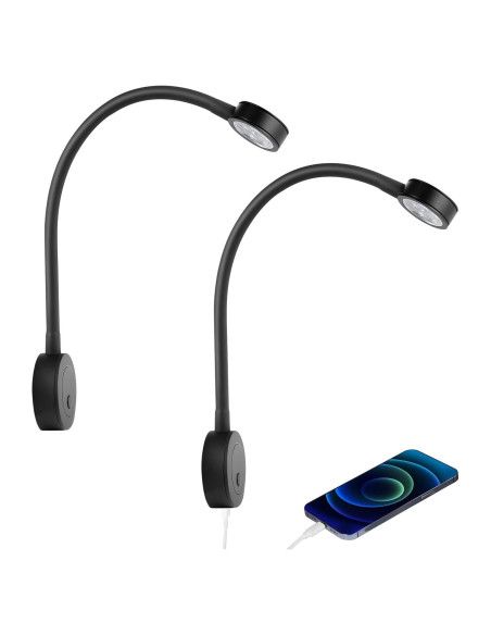 Lámpara de Lectura LED Acegoo 12V Flexible USB 2 Pcs