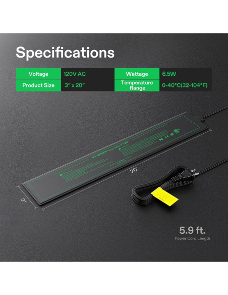 Almohadilla Térmica VIVOSUN 3x20" Impermeable para Plántulas