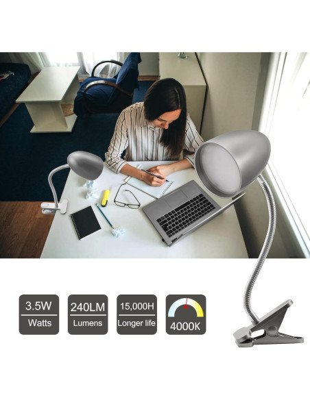 Lámpara de escritorio Energetic con abrazadera 3.5W 240LM