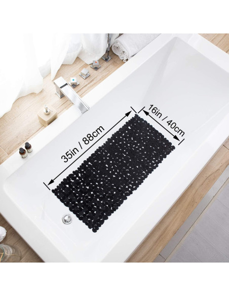 Alfombrilla de Baño Antideslizante TEESHLY 89x41cm Negro