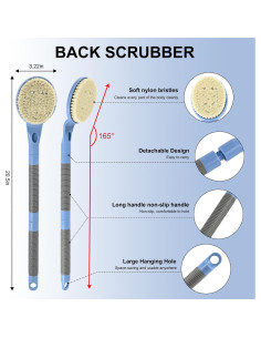 Esfregador de Espalda Antideslizante BTideas 55 cm Azul 2