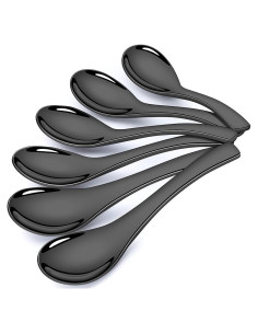 Juego de 6 cucharas de acero inoxidable AOOSY 16 cm negras