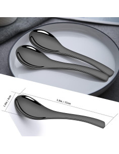 Juego de 6 cucharas de acero inoxidable AOOSY 16 cm negras 2