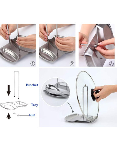 Soporte para Tapa de Olla y Reposapucheros ZYHOAOE Acero Inoxidable