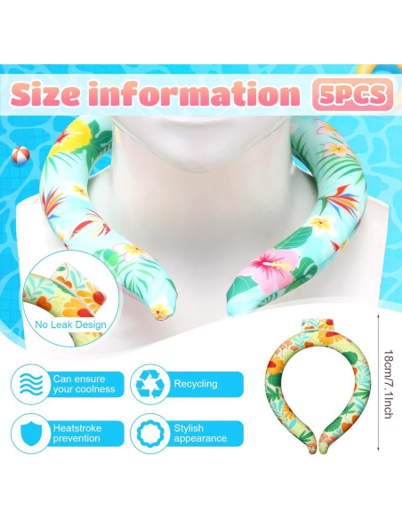 Paquete de 5 Enfriadores de Cuello TrelaCo Floral Ajustables