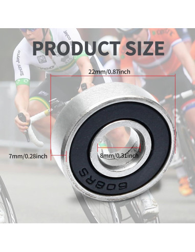 Rodamientos de Bolas 608RS Moicstiy 20 Pcs Acero Carbono 8x22x7mm