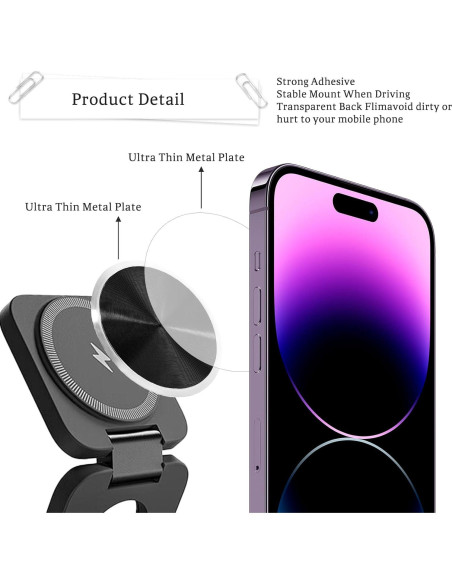 Juego de 4 Placas de Metal Adhesivas para Soporte Magnético de Teléfono Juego de 4 Placas de Metal Adhesivas para Soporte Magnético de Teléfono