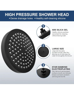 Cabezal de Ducha Filtrada Eolax 6" (15.24 cm) Negro Mate 2