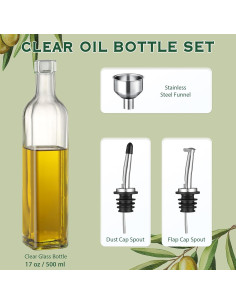 Botella de Vidrio Aozita 500ml para Aceite de Oliva con Embudo 2