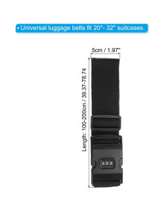 Correas de Equipaje PATIKIL Ajustables con Candado 100-200cm Negro 2