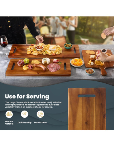 Tabla de Charcutería Grande Tidita de Madera de Acacia 61 cm