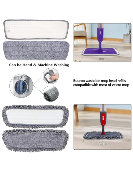 Cabezas de Reemplazo de Microfibra para Mopa Spray 6pcs BUUROOHM