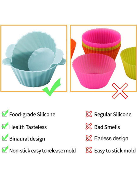 Tazas de Silicona Reutilizables Doiaz para Hornear Muffins 12 Piezas