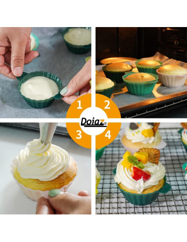 Tazas de Silicona Reutilizables Doiaz para Hornear Muffins 12 Piezas