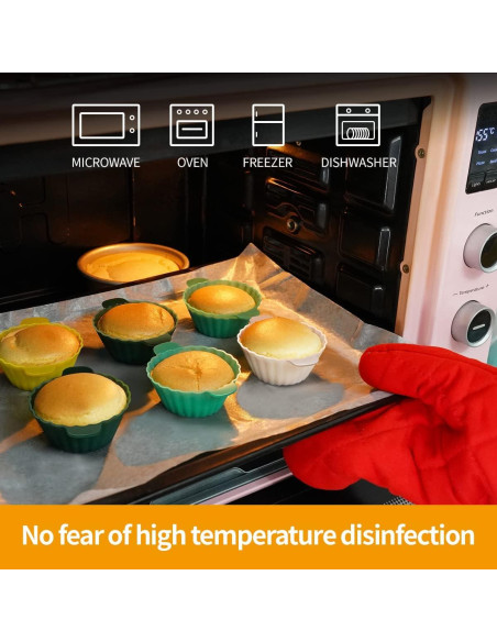 Tazas de Silicona Reutilizables Doiaz para Hornear Muffins 12 Piezas
