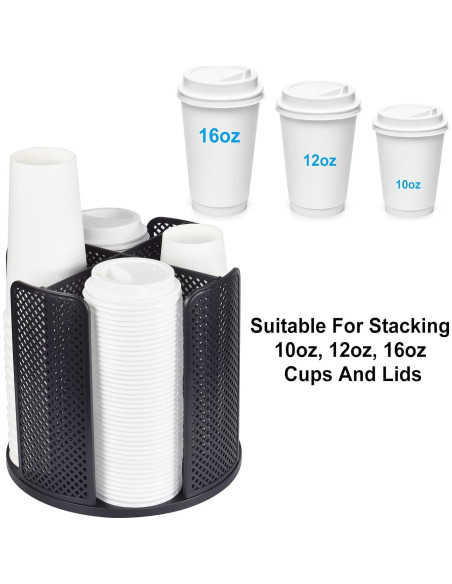 Dispensador de Tazas Samhe 4 Compartimentos 360 Negro