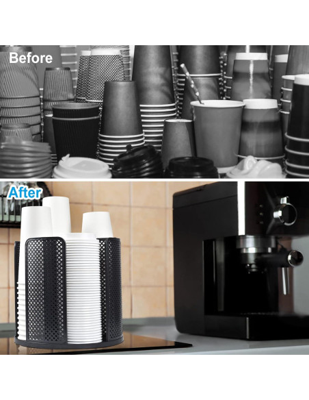 Dispensador de Tazas Samhe 4 Compartimentos 360 Negro