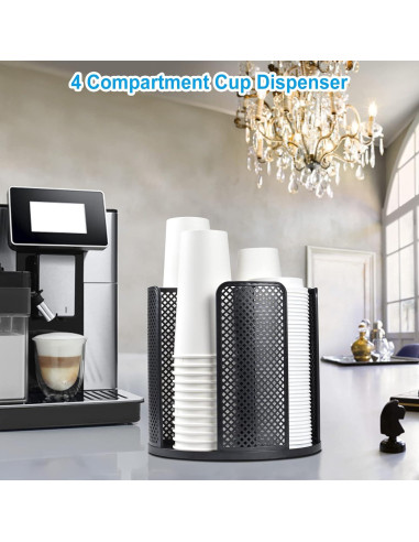 Dispensador de Tazas Samhe 4 Compartimentos 360 Negro