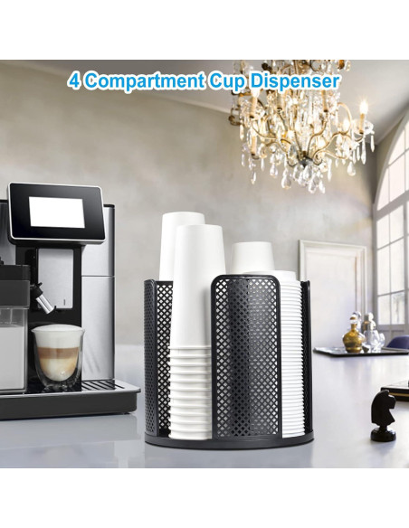 Dispensador de Tazas Samhe 4 Compartimentos 360 Negro