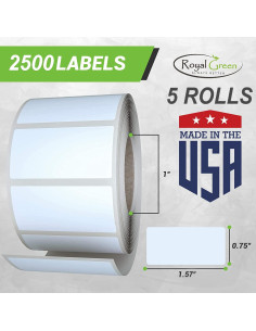 Etiquetas Adhesivas Rectangulares 40mm x 19mm Plata Royal Green - 2500 Piezas 2