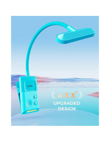 Luz de libro AXX recargable 1000mAh con clip - Azul Brumoso