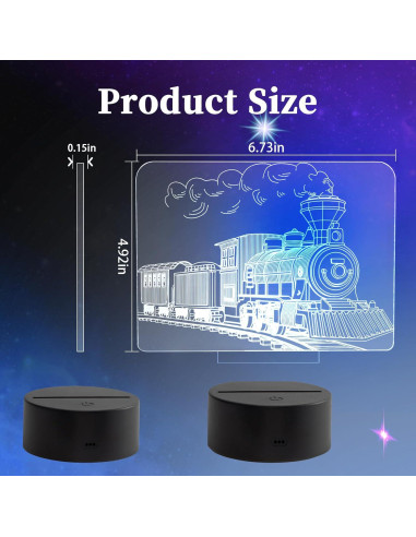 Luz Nocturna 3D Tren de Vapor Oboist con Control Remoto