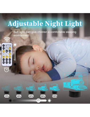 Luz Nocturna 3D Tren de Vapor Oboist con Control Remoto
