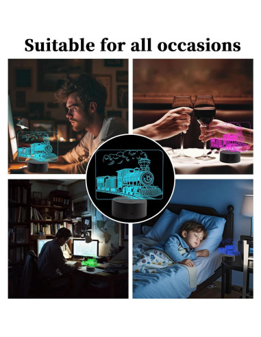 Luz Nocturna 3D Tren de Vapor Oboist con Control Remoto