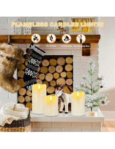 Juego de 3 Velas LED Sin Llama Veki con Control Remoto Marfil 2