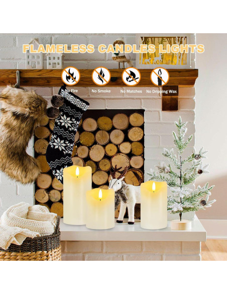 Juego de 3 Velas LED Sin Llama Veki con Control Remoto Marfil