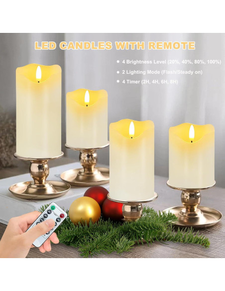 Juego de 3 Velas LED Sin Llama Veki con Control Remoto Marfil
