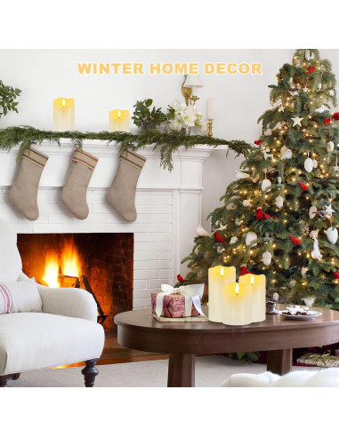 Juego de 3 Velas LED Sin Llama Veki con Control Remoto Marfil