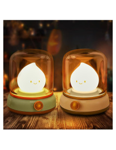 Luz Nocturna Fantasma Deogos Recargable Verde Amarillo 10x11x12cm