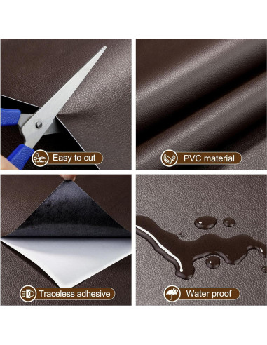 Parche de Reparación de Cuero Amiya 40x203 cm Marrón Oscuro