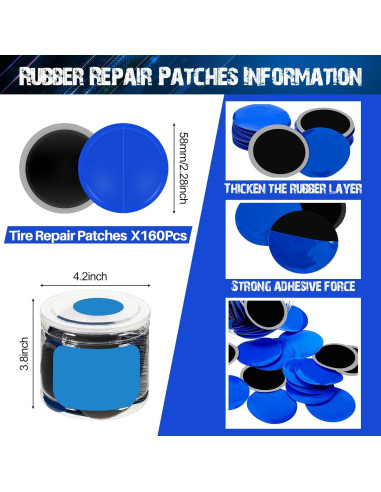 Kit de 100 Parches de Neumático Tallew 58 mm Reparación Fría