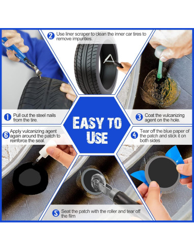 Kit de 100 Parches de Neumático Tallew 58 mm Reparación Fría