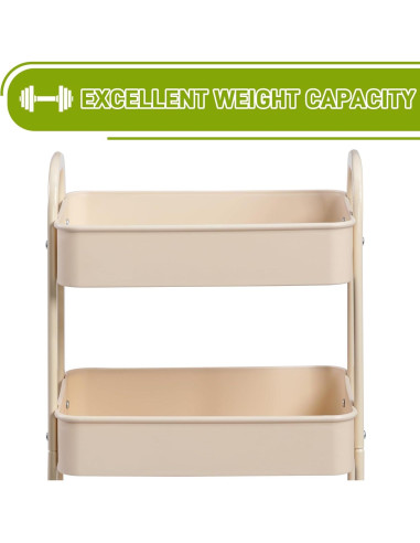 Carro Rodante de 3 Niveles AGTEK con Ruedas Giratorias Beige