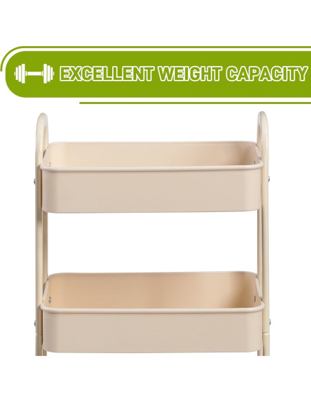 Carro Rodante de 3 Niveles AGTEK con Ruedas Giratorias Beige