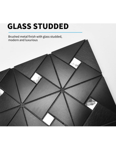 Azulejos Metálicos Autoadhesivos Art3d 10 Piezas 30x30cm Negro