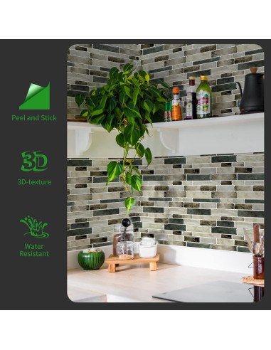 Azulejo Autoadhesivo LONGKING 30.48x30.48 cm Marrón 10 Hojas