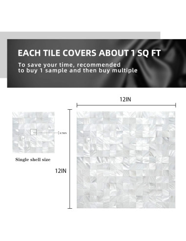 Azulejo Mosaico Concha Madreperla eazart 30x30 cm Blanco Marfil