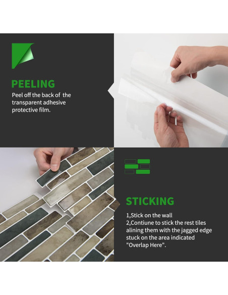 Azulejo Autoadhesivo LONGKING 30.48x30.48 cm Marrón 10 Hojas