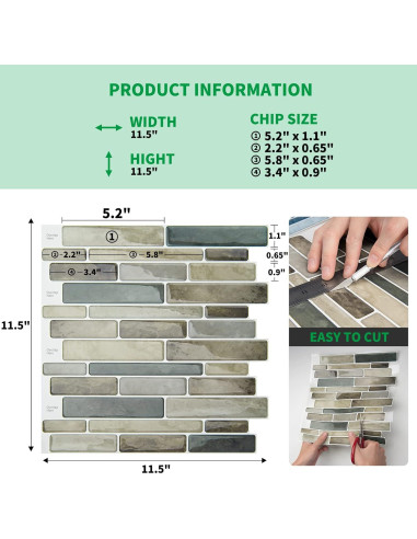 Azulejo Autoadhesivo LONGKING 30.48x30.48 cm Marrón 10 Hojas