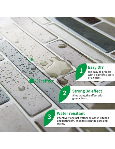 Azulejo Autoadhesivo LONGKING 30.48x30.48 cm Marrón 10 Hojas